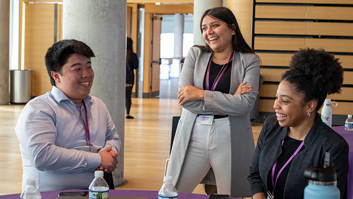 MBA students take a break and enjoy an opportunity to network during the Kellogg Design Challenge