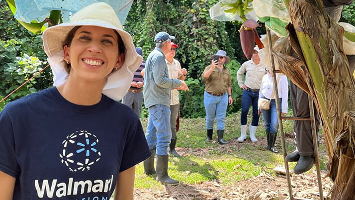 Avery Siciliano at a field visit in Costa Rica to learn about global banana production.