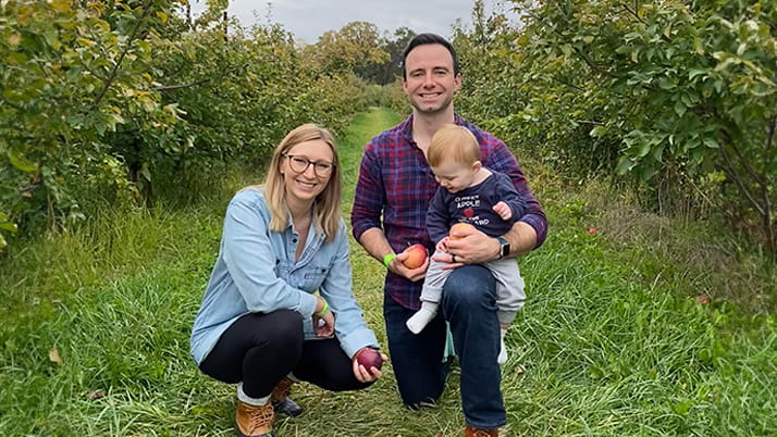 Jimmy England with wife Rachel and son Teddy