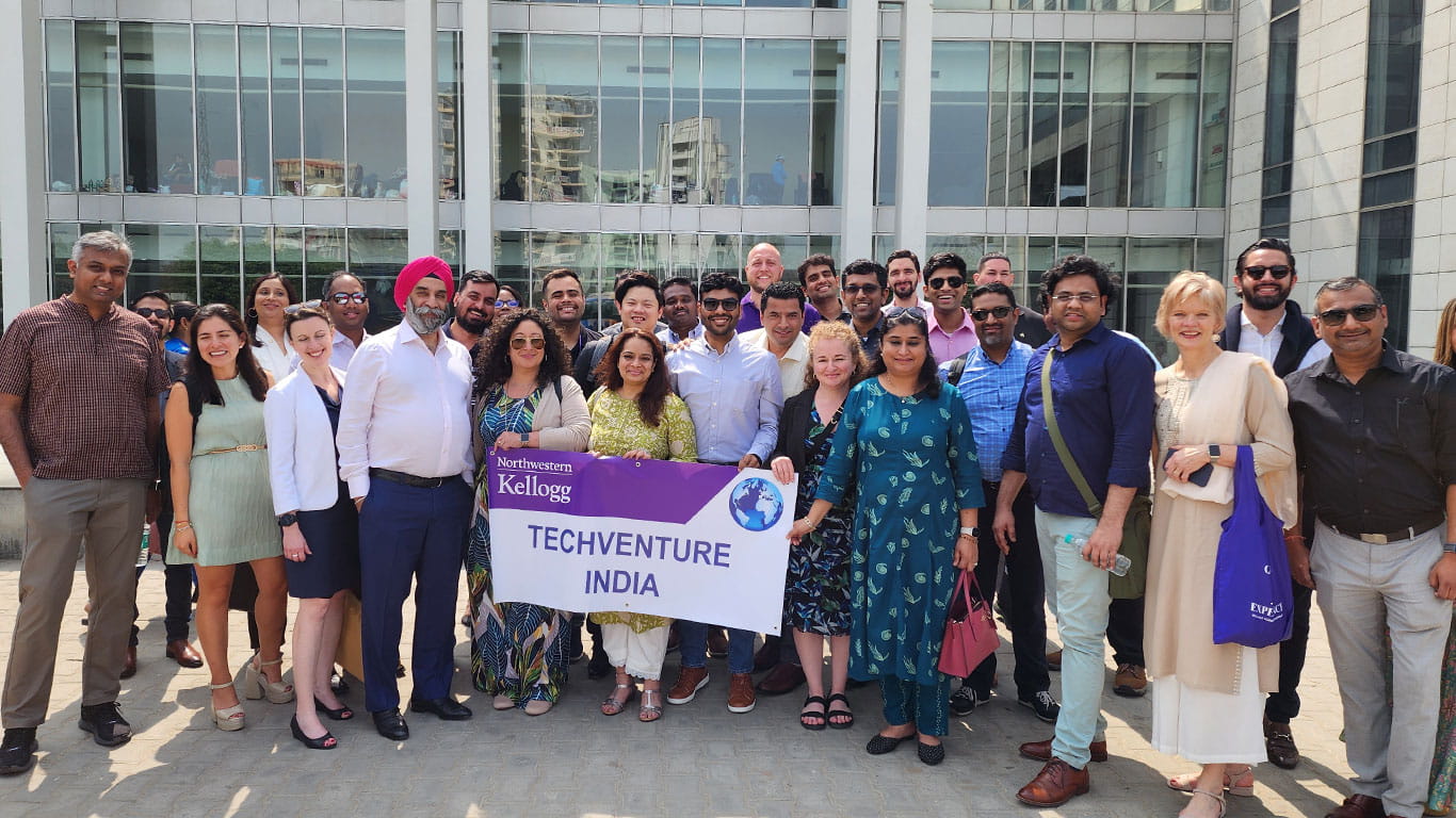 Photo of students holding a banner that says Techventure India