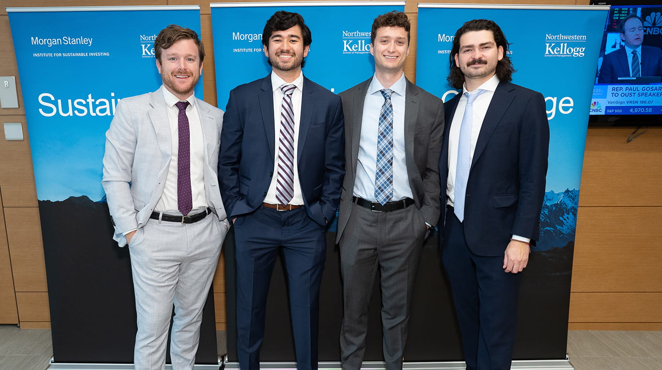 A group of Kellogg Two-Year MBAs were this year's finalists during the Kellogg-Morgan Stanley Sustainable Investing Challenge