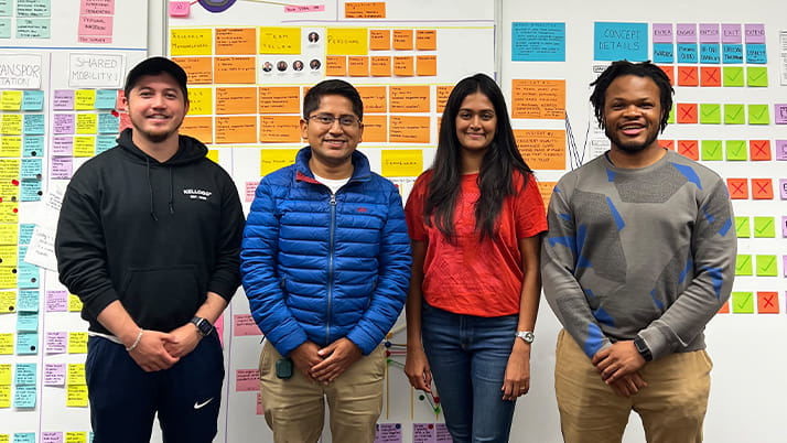 Kellogg students who placed in the top three at this year's Kellogg Design Challenge include Ryan Noble, Marco Mamani, Karuna Parthasarathy and Kevin Edwards