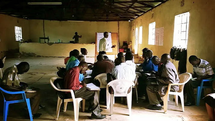 Kenyan farmers attending a training session