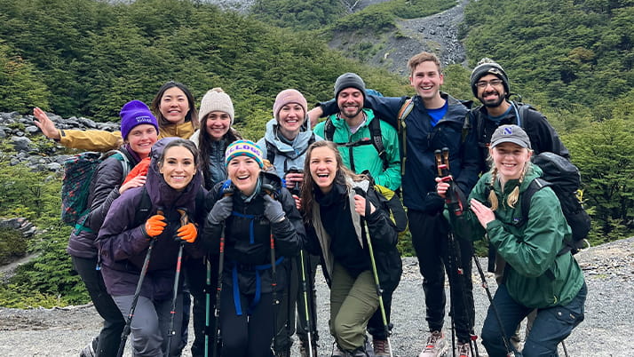 Kellogg students hiking in Patagonia