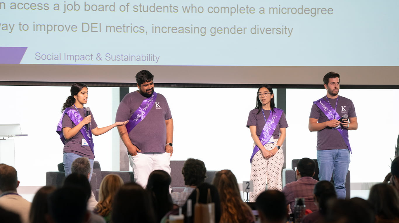 Azka Rehan ’25 Two-Year MBA Program with her team during the pitch competition