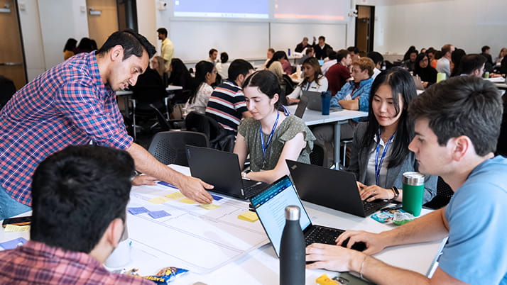 Kellogg MBA students brainstorming pitch competition ideas