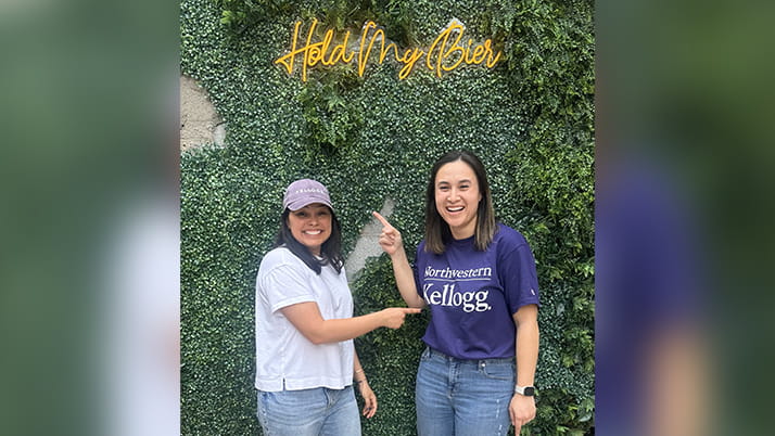 Crysta Gonzalez ’26 Two-Year MBA and Gabby Fong ’26 MMM Program are students at Kellogg.
