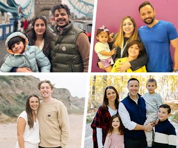 Four different families and their children