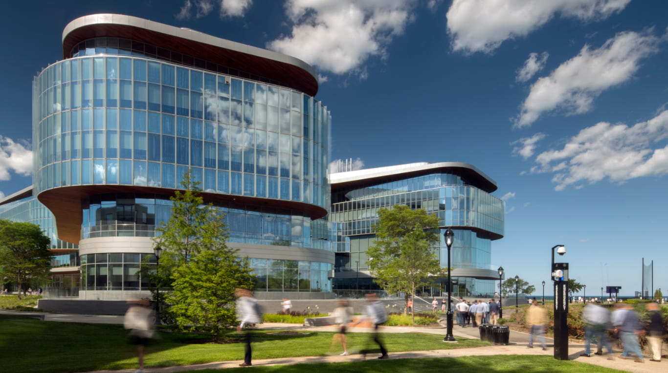 Exterior shot of the Global Hub in Evanston
