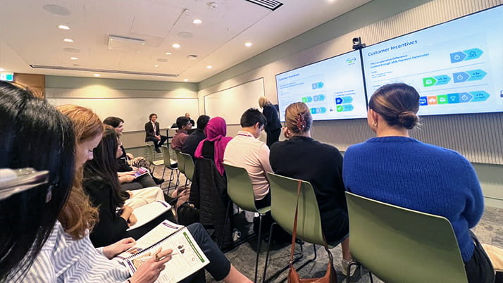 Kellogg MBA students sitting in a classroom during their immersive learning trip to New Zealand.