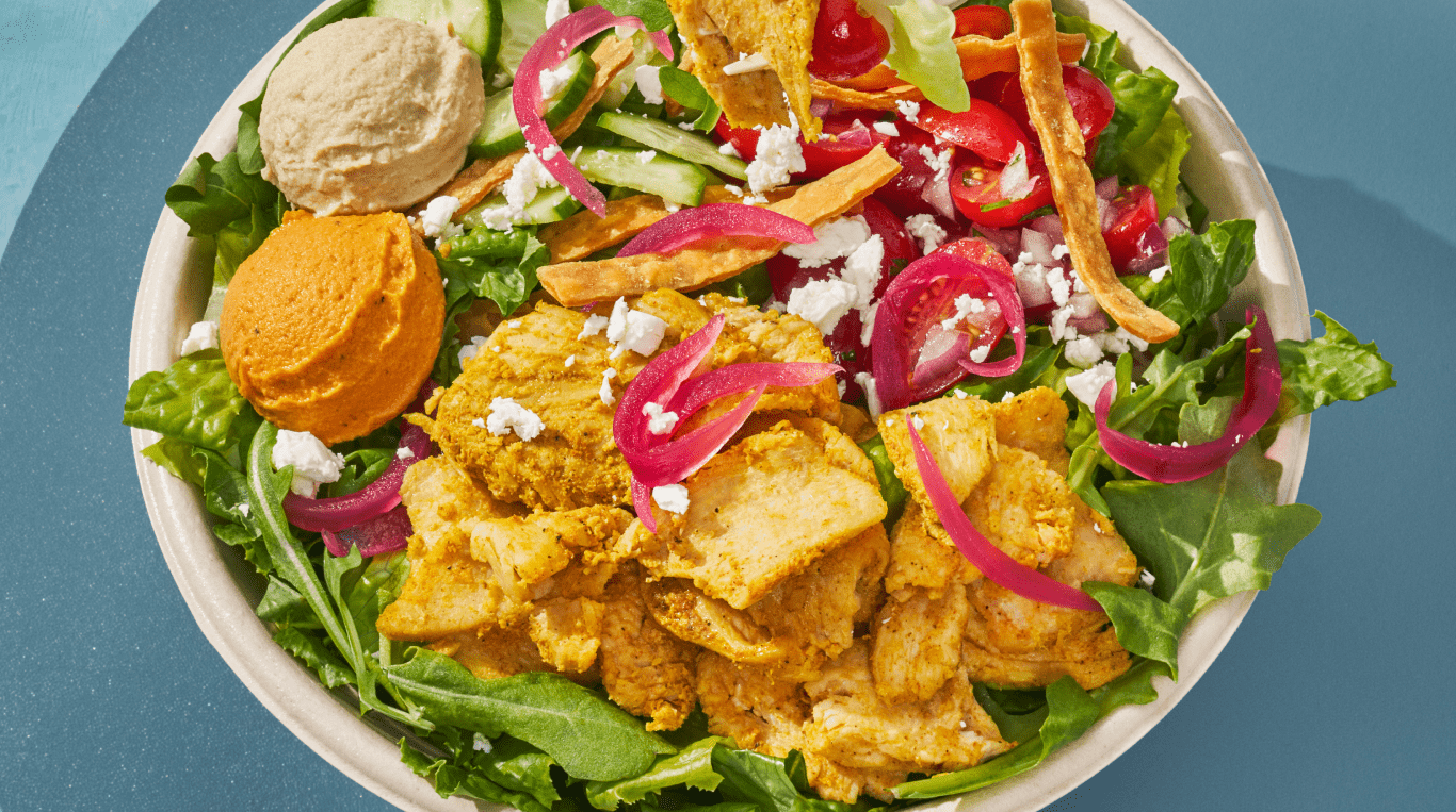 A serving of Mediterranean food from restaurant chain CAVA