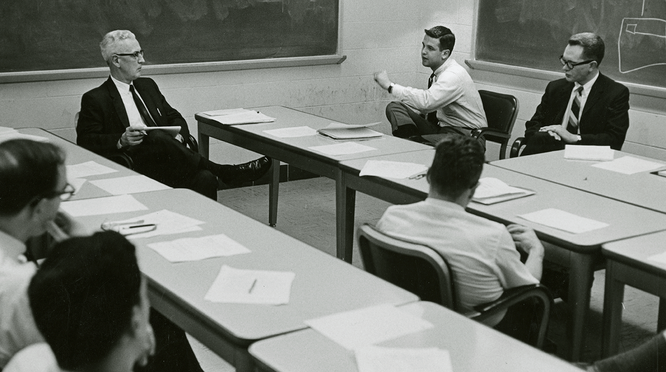 Students learn in a classroom in 1965