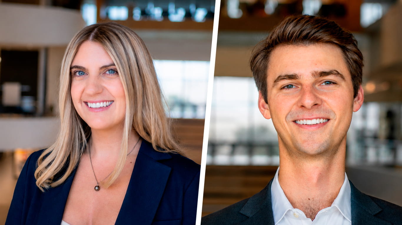 Two-Year MBA students Madison Pauly, left, and Nick Gulson.