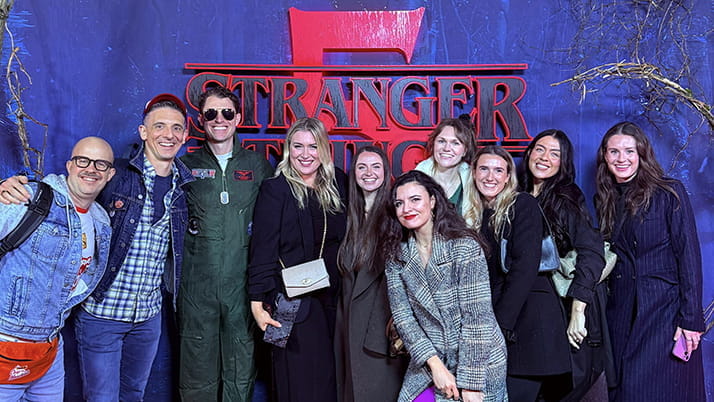 Rob Pothier with his team at the premier of Stranger Things season 5
