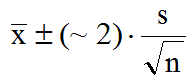 little x-bar plus-or-minus margin of error