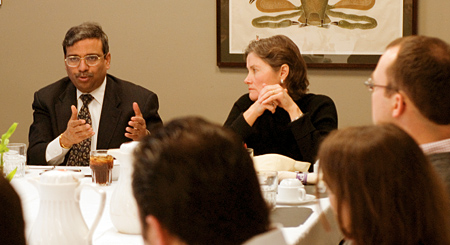 Deans Jain and Hagerty with students