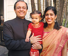 Jasjit Mangat '97, wife Preet and daughter Meher in Calcutta, India, in December.