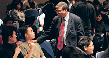 Dean Jain with undergraduate students