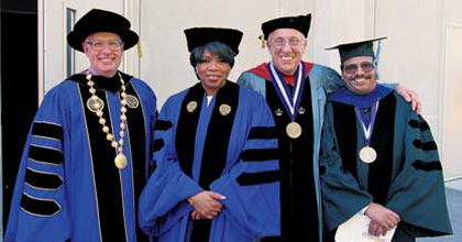 Pres. Bienen, Oprah, Dean Jacobs and Dean Jain