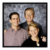 Scott Saywell, R. Tyler Smith and Katie Arnold (all ’02)