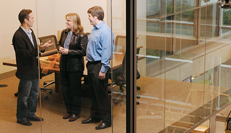 Matthew Lippert and Karen Grieg (both '06) with Craig Sampson