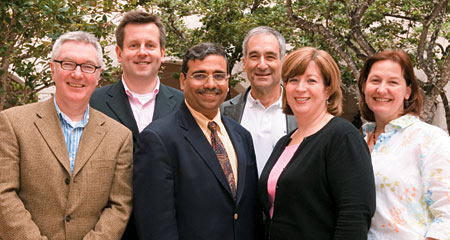 André deCarufel, executive director of the Kellogg-Schulich program; Stefan Kayser, academic director of the Kellogg-WHU program; Dean Dipak C. Jain; Israel Zang, academic director of the Kellogg-Recanati program; Bernie Birt, director of domestic EMBA programs; and Julie Cisek Jones, assistant dean and EMBA director