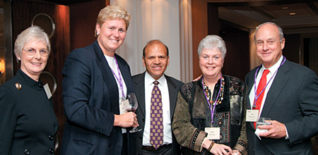 Sheila Penrose, chairwoman of Jones Lang LaSalle and co-founder of Corporate Leadership Center; Gail Boudreaux, executive vice president of external operations for Health Care Service Corp.; Professor Raj Gupta, executive director of CEO Perspective; Judith McCarter, guest of John McCarter Jr., president and CEO of The Field Museum