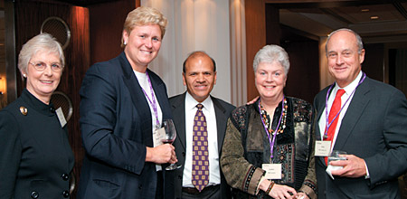 Sheila Penrose, chairwoman of Jones Lang LaSalle and co-founder of Corporate Leadership Center; Gail Boudreaux, executive vice president of external operations for Health Care Service Corp.; Professor Raj Gupta, executive director of CEO Perspective; Judith McCarter, guest of John McCarter Jr., president and CEO of The Field Museum