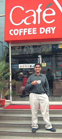 Amit Bakshi '08 at Cafe Coffee Day