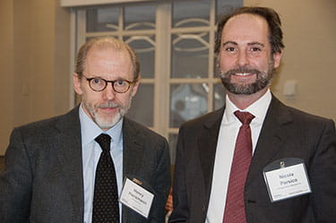 Yale Law School Prof. Henry Hansmann (L) spoke at the two-day conference moderated by Kellogg Prof. Nicola Persico